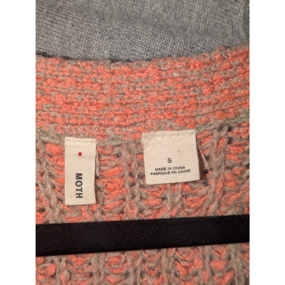 Moth Anthropologie Womens Sweater Small Orange Pink Cotton‎ Wool Zipper - Picture 5 of 10